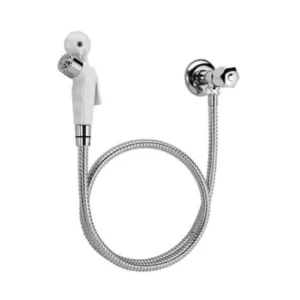 Kit Ducha Pop Branco P/ Registro Abs / Flexivel Inox Cromado 1,20m Blister C/ 1 Peca