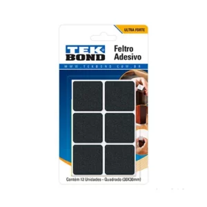 Feltro Quadrado 30mm Preto - com 12 Unidades - Tekbond