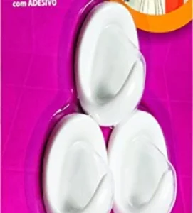 Gancho Adesivo 3pc 0,7kg Plastico Br