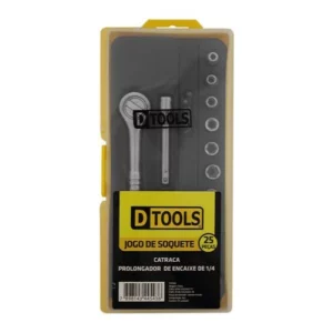 Jogo de Soquete 1/4 25pcs Dtools
