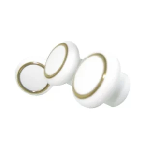 Puxador Bola Branco Anel Dourado P1-46