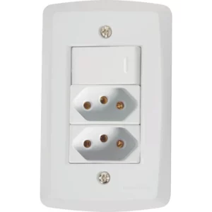Conjunto 4 X 2 com 1 Interruptor Simples 10a 250v e 2 Tomadas 2p+t 10a 250v Lux2 Branco - Tramontina - Imagem 1
