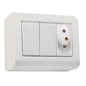 Conjunto Caixa 2 Interruptores Simples250v/ 10a e 1 Tomada 2p + T 250v/ 10a - Tramontina - Imagem 1