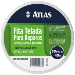 Pincéis Atlas At2945 Fita Telada Reparos para Juntas em Paredes de Geso, 50mm X 45m, 1 Unidade, Transparente - Imagem 7