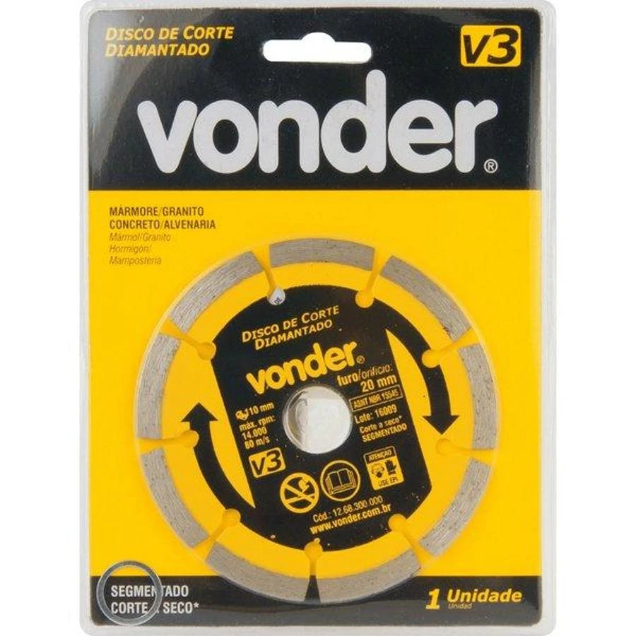 Disco de Corte V3 110 X 20mm para Construção - Vonder - A. J. Reis