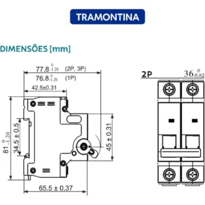Tramontina Disjuntor Tdj3 2p 10a 3ka Curva C - Imagem 3