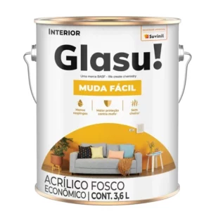 Tinta Acrílica Econômico Glasu Muda Fácil Fosco Gelo 3,6 Litros - Imagem 2