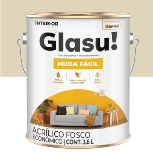 Tinta Acrílica Econômico Glasu Muda Fácil Fosco Palha 3,6 Litros - Imagem 1