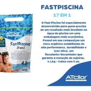 Atcllor, Tratamento de Choque para Piscina, 17 em 1, Teor de Ativo 85,00%, Pó, 4,1 Kg, Azul - Imagem 3
