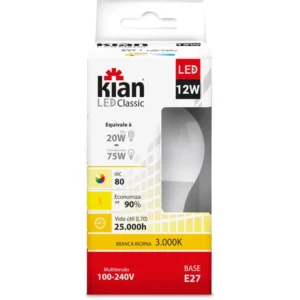 Lâmpada Led Bulbo Kian A60 12w 3.000k Branca Quente Bivolt - Imagem 5
