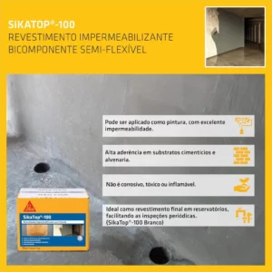 Sika - Revestimento Impermeabilizante - Sikatop 100 Cinza - Concreto, Argamassa e Alvenaria – Caixa de 18kg - Imagem 3