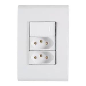 Conjunto Interruptor Simples + 2 Tomadas 10a - Linha Liz - Tramontina