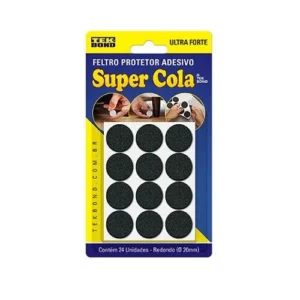 Feltro Redondo 20mm Preto - com 24 Unidades - Tekbond