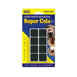 Feltro Quadrado 22mm Preto - com 16 Unidades - Tekbond