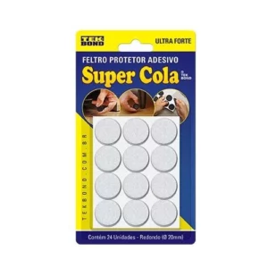 Feltro Redondo 20mm Branco - com 24 Unidades - Tekbond