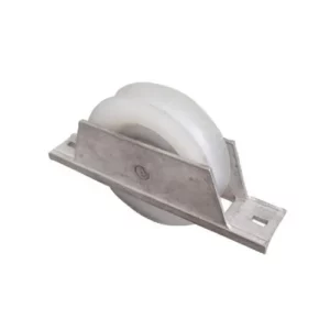 Roldana Nylon Branca Maciça 60(2 1/2") Tipo U (redonda) 1/2" Cavalete Aluminio -  Ferrosul