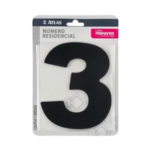 Número Residencial com Adesivo Preto 3 - Atlas