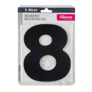 Número Residencial com Adesivo Preto 8 - Atlas