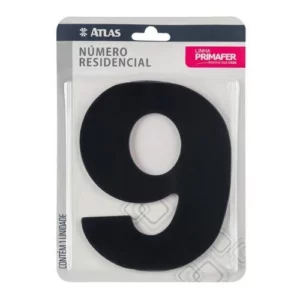 Número Residencial com Adesivo Preto 9 - Atlas