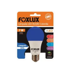 Lâmpada Led Color A60 7 Watts - Azul - Bivolt - Foxlux