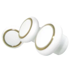 Puxador Bola Branco com Anel Dourado P1-46 - Gibafer