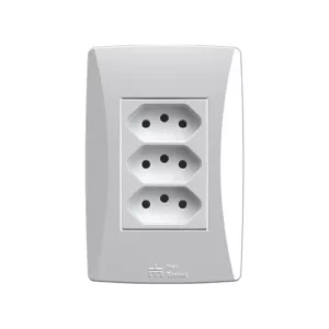 3 Tomadas  Conjugadas 2p+t 10a/250vca com Placa Petra - Mectronic