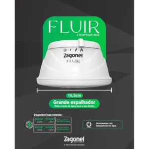 Zagonel Ducha Multitemperatura Fluir 4t 5500w 127v Branco - Imagem 3