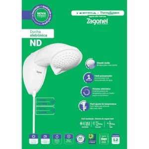 Ducha Nd Eletrônica 7700w 220v Branca -zagonel - Imagem 5