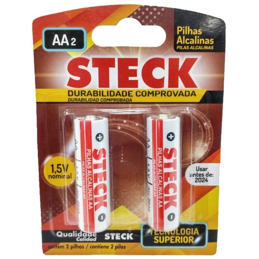 Pilha Steck Alcalina Aa 2 Peças Blister - Steck