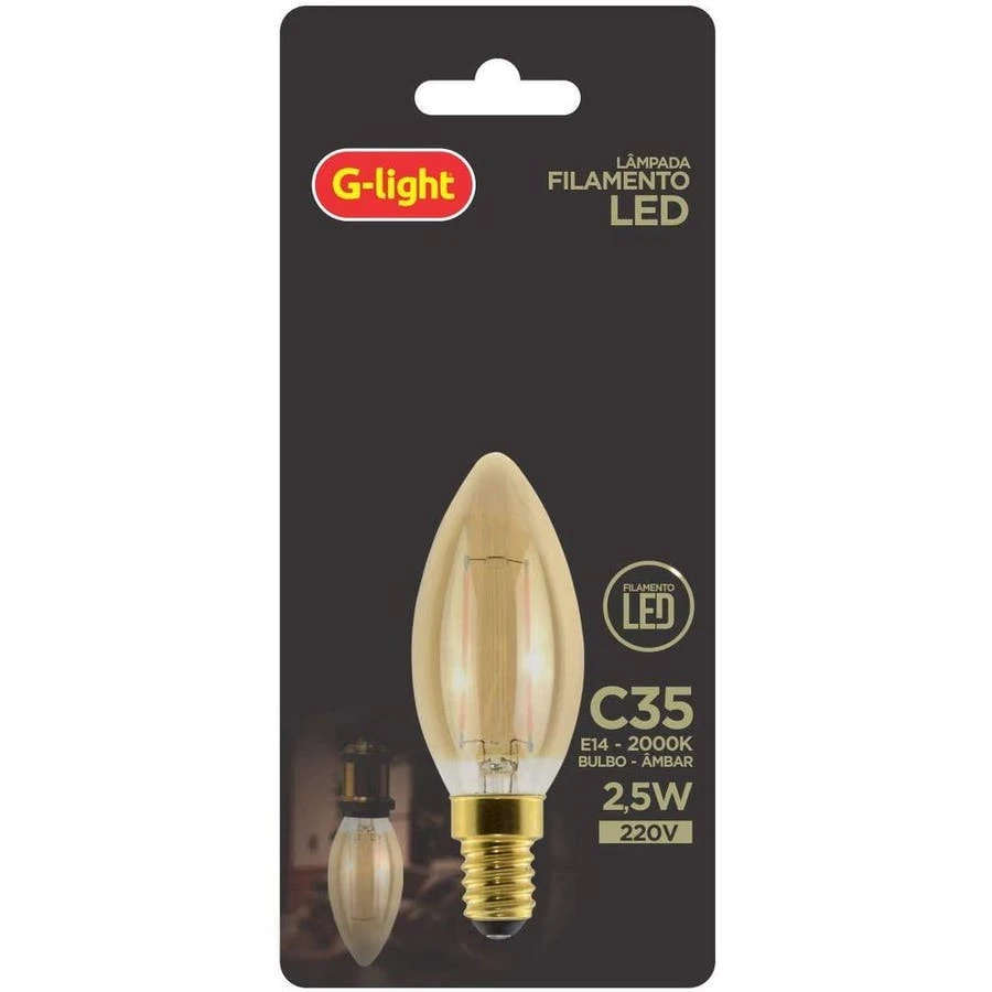 Lâmpada Led Filamento âmbar 2,5w 2000k E14/ E27 - G-light