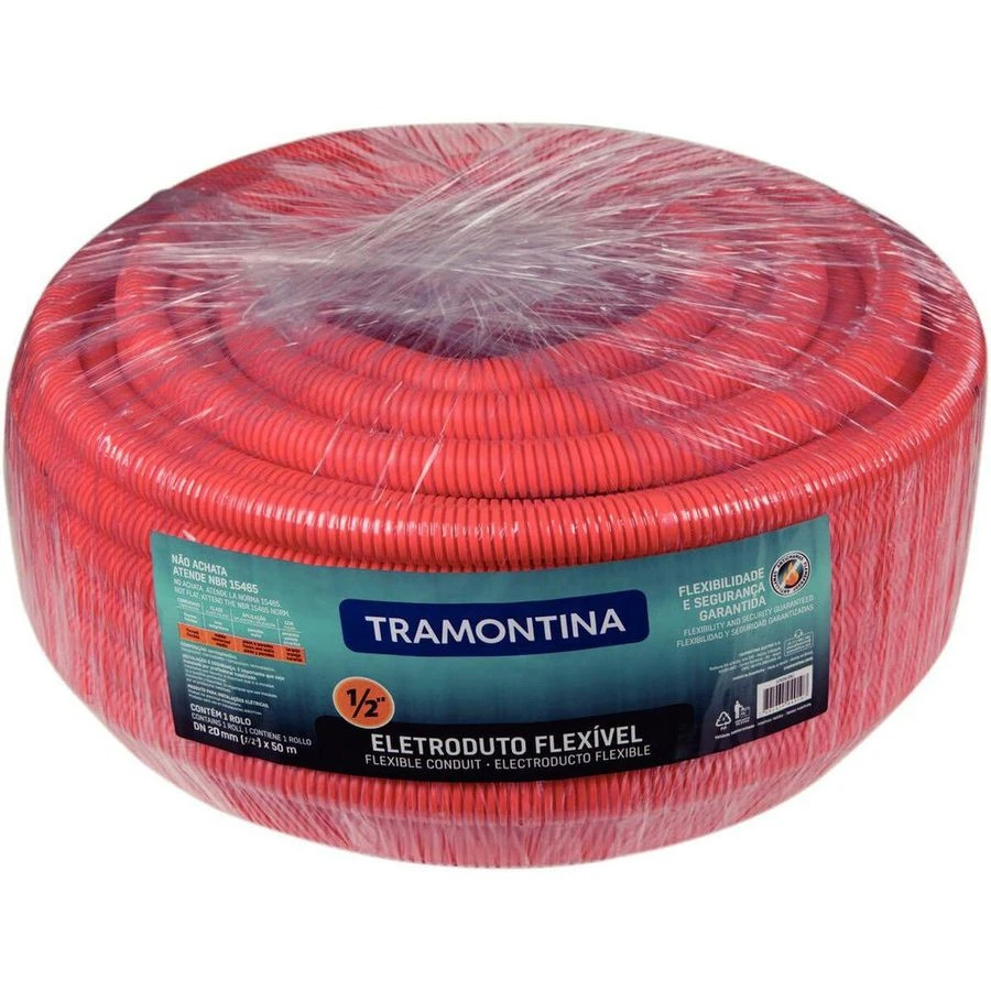 Eletroduto Corrugado Reforçado Flexível Dn20 1/2" 50 M - Tramontina