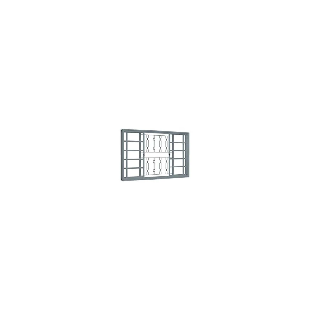Janela de Correr Aço Central com Grade Mosaico Riobras 100cmx100cm Cinza
