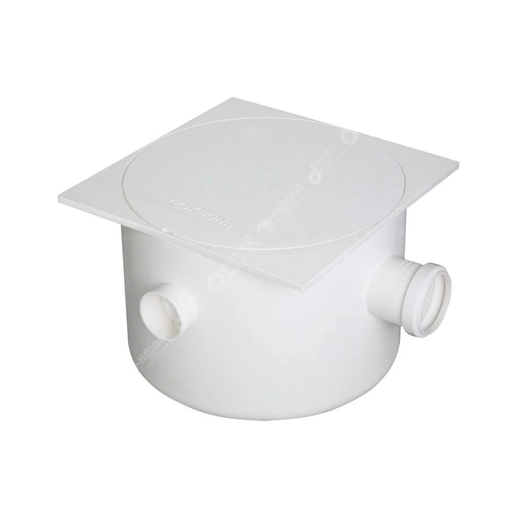 Caixa de Gordura Sifonada com Tampa Quadrada Branca Krona N21 - Dn 250 X 172 X 50