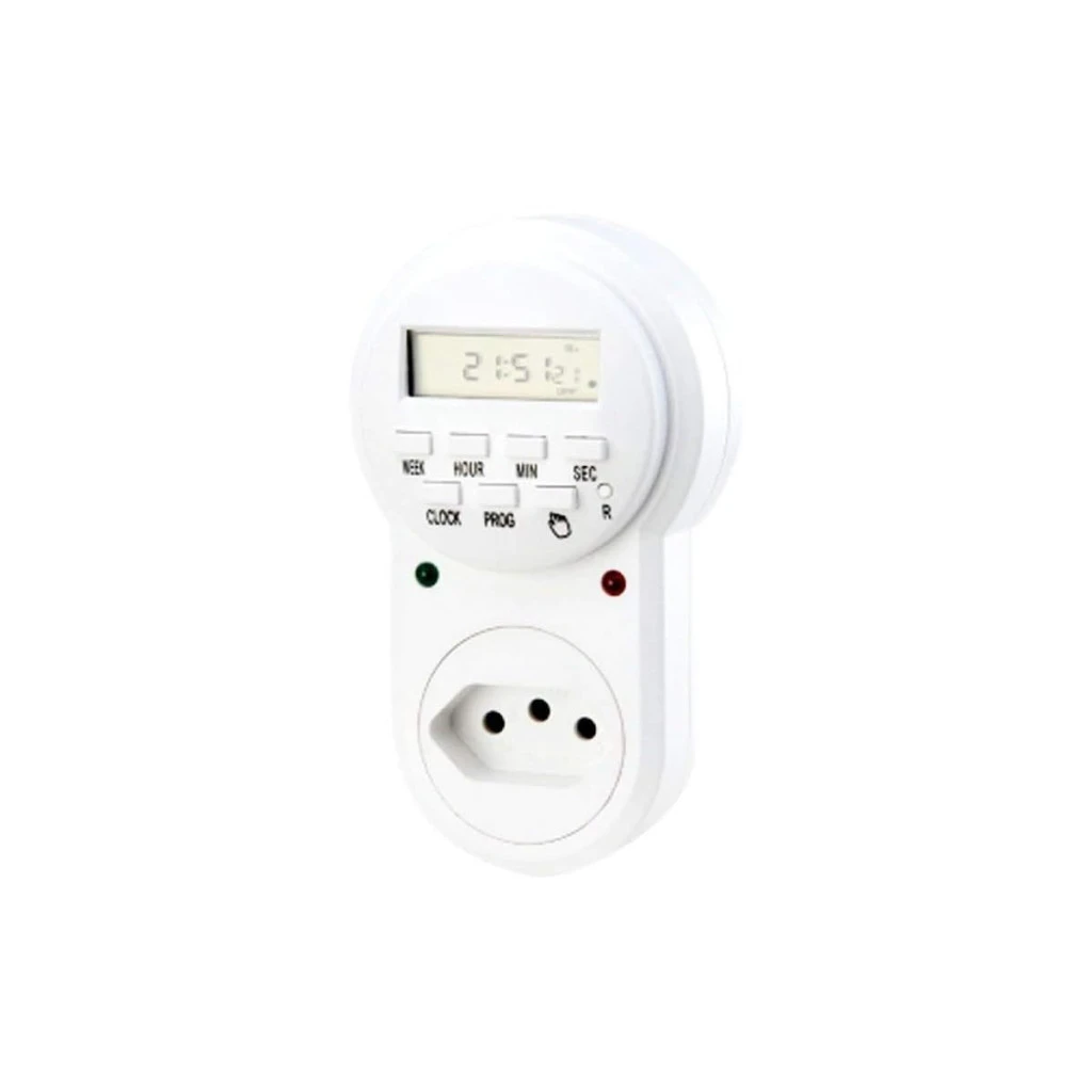 Temporizador Digital com Contagem de Segundos, 18 Programações, Bivolt, Exatron, Branco