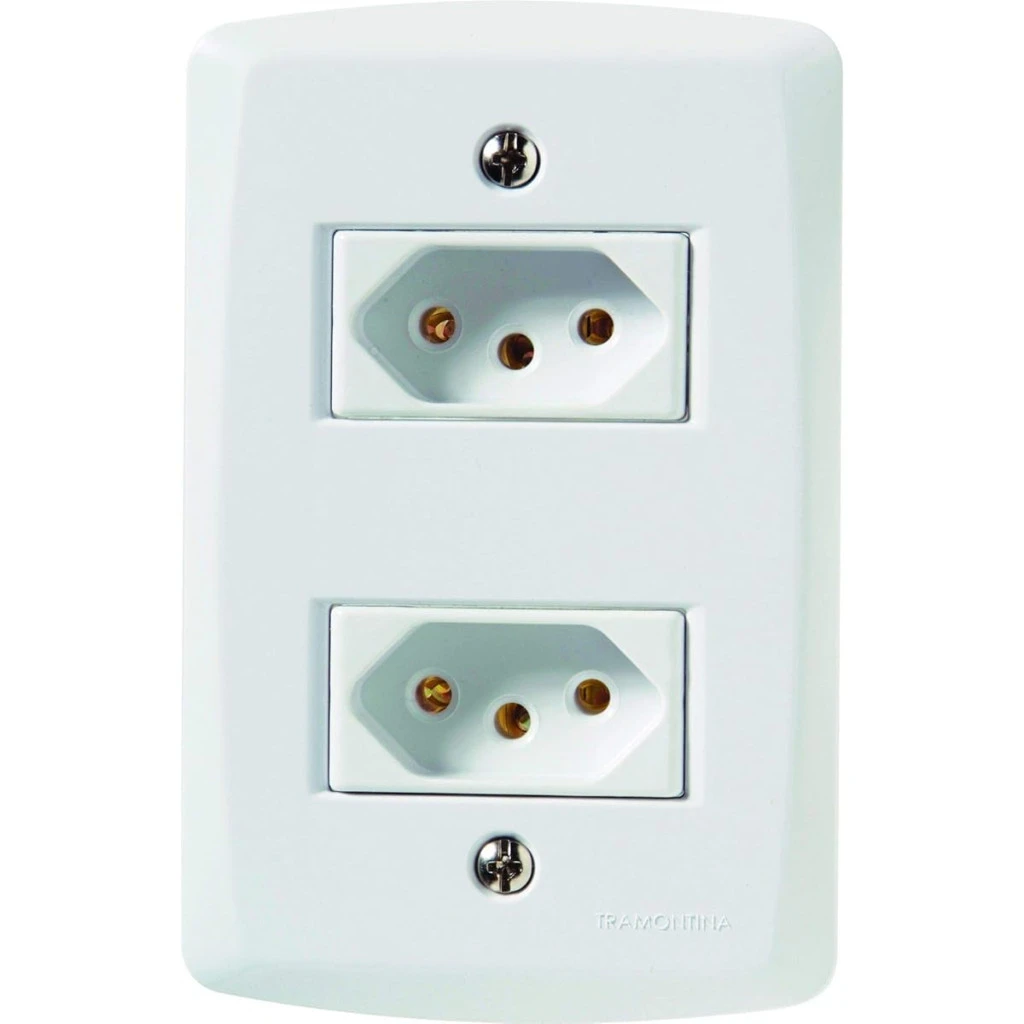 Conjunto 2 Tomada 10a Lux2 Branco Top Tramontina