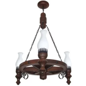 Lustre Roda Carroça 903e 3 Lamp Envelhecido Muller