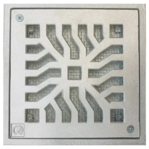 Grelha Quadrada em Alumínio Martelada com Tela Elegance 20x20cm Cinza