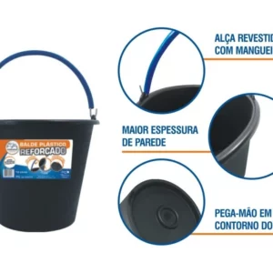 Balde Plastico Reforçado 12lt Metasul