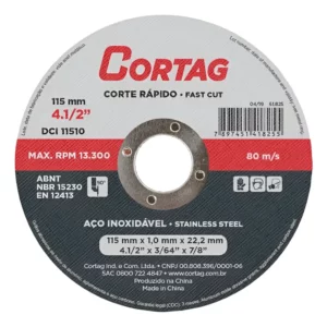 Disco de Corte Ferro 115mm 4.1/2" 1,0mm Wurth/cortag