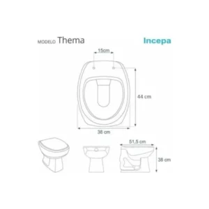Assento Sanitário Convencional Incepa Thema, Branco - Imagem 5