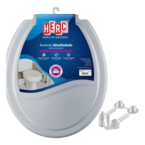 Tampa de Vaso/assento Sanitário Cinza Escuro Almofadado 2387 Herc - Imagem 5