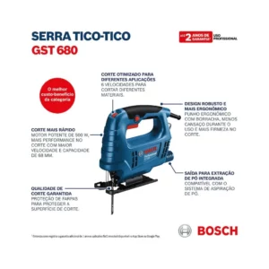Bosch Serra Tico-tico Gst 680 500w 220v, 1 Lâmina e Protetor Anti-farpas - Imagem 4