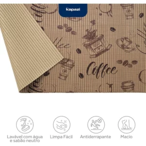 Rolo Tapete Antiderrapante Tropical 43cm X 15m Café Expresso - Imagem 4