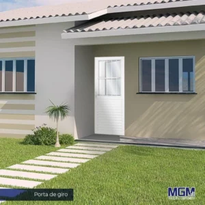 Porta de Aluminio com Postigo Vidro Mini Boreal 210x80 Mgm Branco