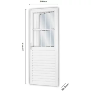 Porta de Aluminio com Postigo Vidro Mini Boreal 210x80 Mgm Branco - Imagem 3