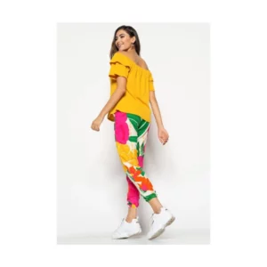 Blusa Ombro a Ombro Canelada Mostarda Salvatore Fashion Tamanho P - Imagem 5
