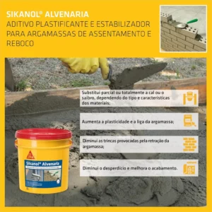 Estabilizador para Argamassas – Sikanol Alvenaria Marrom – Alvenaria – Fácil de Trabalhar – Balde de 18l - Sika - Imagem 3