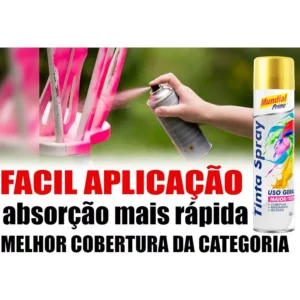 Tinta Spray Metalica 400ml, Mundial Prime, Dourado, Ae01000060 - Imagem 3
