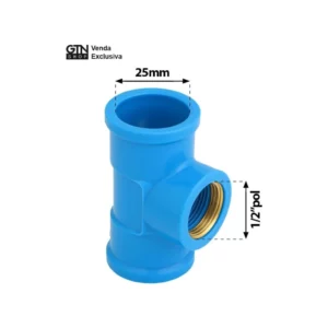 Te Azul com Bucha Latao 25mm X 1/2" - Krona - Imagem 4