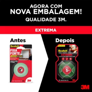 Scotch, 3m, Fixa Forte, Fita Dupla Face, Fixação Extrema, 24mm X 2m - Imagem 3